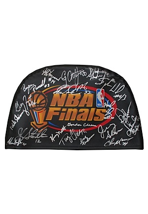 1998 Utah Jazz Team Autographed NBA Finals Seat Back Cover (JSA • Equipment Manager LOA)