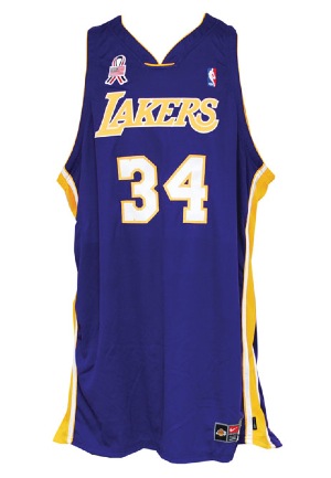 2001-02 Shaquille ONeal Los Angeles Lakers Game-Used Road Jersey (Championship Season • Finals MVP • BBHoF LOA)