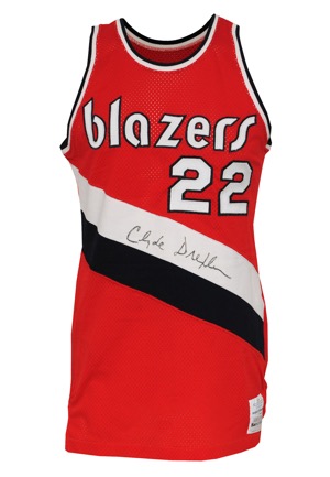 Circa 1984 Clyde Drexler Rookie Era Portland Trail Blazers Game-Used & Autographed Road Jersey (JSA • Rare) 