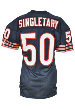 1992 Mike Singletary Chicago Bears Game-Used Home Jersey (Repairs • Final Season)