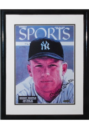Framed Mickey Mantle Autographed Sports Illustrated Cover Print (JSA)