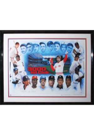Framed "3,000 Hit Club" Multi-Signed Limited Edition Artists Proof Lithograph & Multi-Signed Bat (2)(JSA)