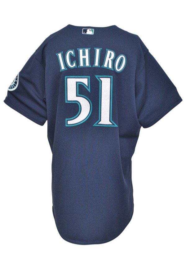 Ichiro Suzuki 2001 Seattle Mariners Alternate Navy Blue Jersey w/ All Star  Patch