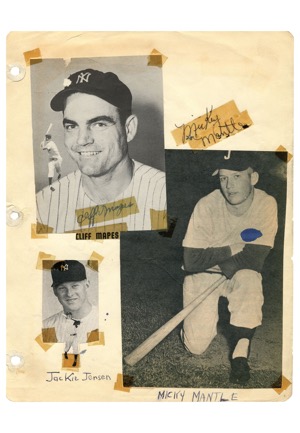 Mickey Mantle & Cliff Mapes Autographed Scrapbook Page (JSA • Pre Rookie Mantle Example)