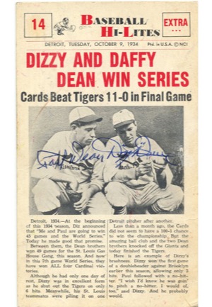 Signed 1960 Nu-Card Baseball Hi-Lites #14 Dizzy & Daffy Dean (JSA)