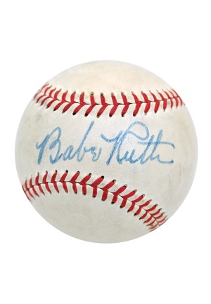 High-Grade 1948 Babe Ruth Single-Signed Official American League Baseball (Full JSA LOA • PSA/DNA Sig Grade 8 • Letter of Provenance • Hobby Fresh)