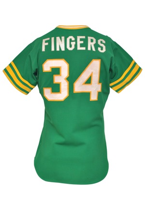1974 Rollie Fingers Oakland Athletics Game-Used & Autographed Road Uniform and Game-Used Cap (3)(JSA • Fingers LOA • Championship & World Series MVP Season)