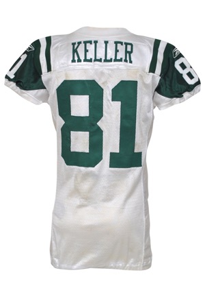 1/17/2010 Dustin Keller New York Jets Playoff Game-Used Road Jersey (Jets COA • Unwashed)