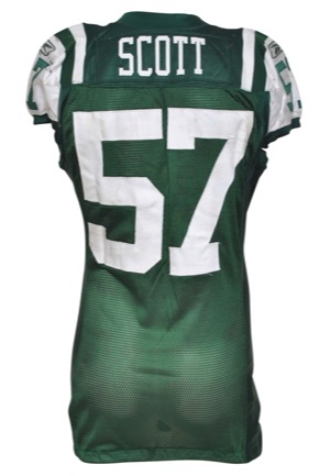 12/20/2009 Bart Scott New York Jets Game-Used Home Jersey (Jets COA • Unwashed • Photomatch)
