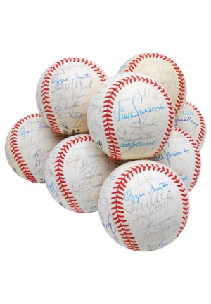 1989 National League All-Star Team-Signed Baseballs (9)(JSA • 6 HoFers • Hershiser LOA)