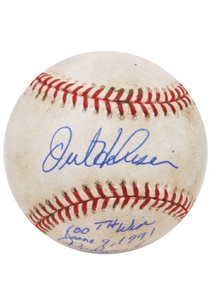 6/9/1991 Orel Hershiser LA Dodgers 100th Career Win Game-Used & Autographed Baseballs (2)(JSA • Hershiser LOAs)