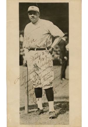 7/3/1929 Babe Ruth Autographed Photo (JSA)