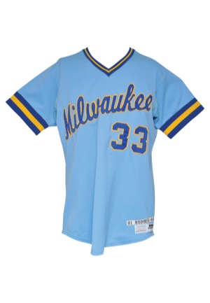 1981 Buck Rodgers Milwaukee Brewers Managers Worn Road Jersey