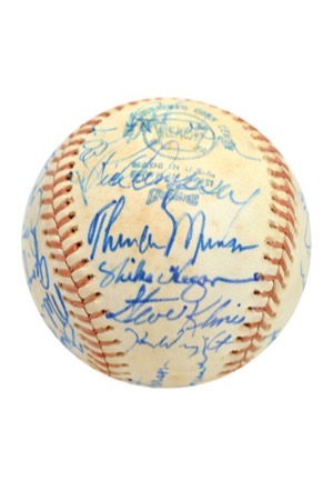 1974 New York Yankees Team-Signed Baseball with Munson (JSA • Bat Boy LOA)
