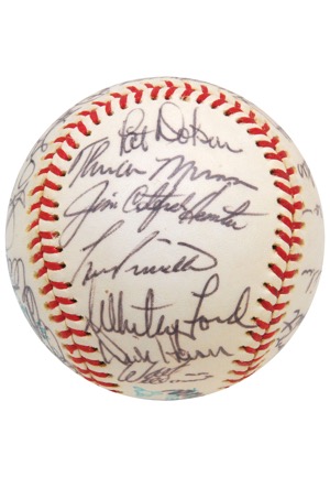 High-Grade 1975 New York Yankees Team-Signed Baseball with Munson (JSA • Bat Boy LOA • Loaded)