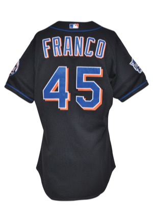 10/21/2000 John Franco New York Mets World Series Game-Used Black Alternate Jersey (Subway Series)