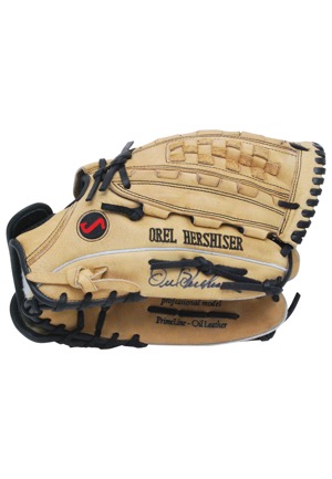 Orel Hershiser Los Angeles Dodgers Game-Used & Twice-Autographed Glove (JSA • Ken Rowe Family LOA)