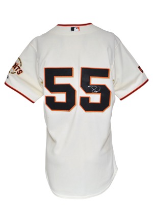 2009 Tim Lincecum San Francisco Giants Game-Used & Autographed Home Jersey (JSA • Cy Young Season • Burns Memorial Patch)
