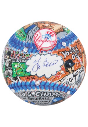 Yogi Berra Signed Charles Fazzino Art Baseball (JSA)