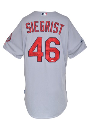 2013 Kevin Siegrist Rookie St. Louis Cardinals NLCS Game-Used & Autographed Road Jersey (JSA • MLB Hologram • Musial Memorial Patch)
