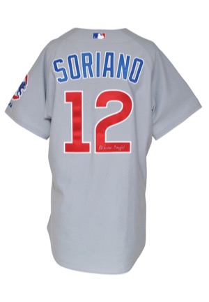 2007 Alfonso Soriano Chicago Cubs Game-Used & Autographed Road Uniform (2)(JSA)