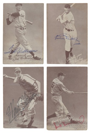 Late 1940s Exhibit Autographed Baseball Cards (13)(JSA)