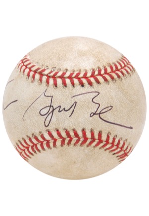 1997 George W. Bush Game-Used & Single-Signed Jackie Robinson Day Baseball (JSA • Dave Phillips LOA)