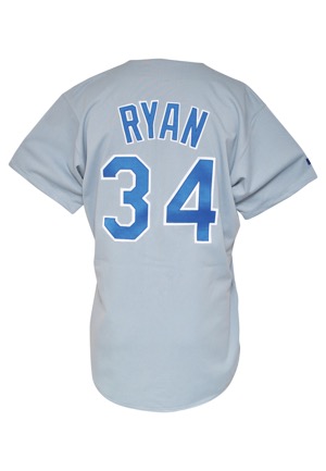 1992 Nolan Ryan Texas Rangers Game-Used & Autographed Road Jersey (JSA • Sourced From the Team)