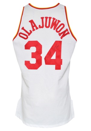 1993-94 Hakeem Olajuwon Houston Rockets Game-Used & Autographed Home Jersey (JSA • NBA Championship, Regular Season & Finals MVP • Great Provenance)