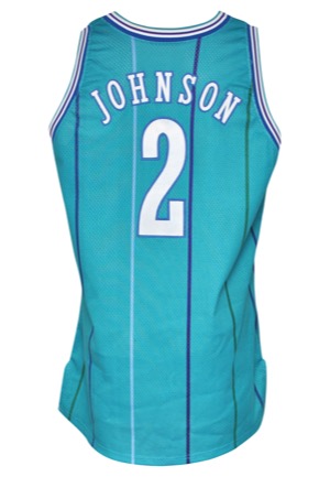 1992-93 Larry Johnson Charlotte Hornets Game-Used & Autographed Road Jersey (JSA)