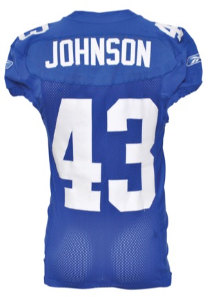 2007 Michael Johnson Rookie New York Giants Game-Used Home Jersey (Repairs)