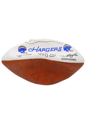 1986 San Diego Chargers Team-Signed Football with Kellen Winslow & Dan Fouts (JSA)