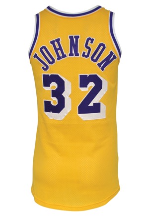 Early 1980s Magic Johnson Rookie Era Los Angeles Lakers Game-Used Home Jersey (Lakers Employee LOA • Rare Early Example)