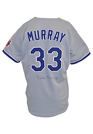 1997 Eddie Murray Los Angeles Dodgers Game-Used & Autographed Road Jersey (JSA)