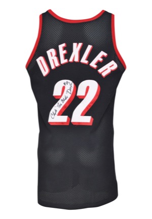 1992-93 Clyde Drexler Portland Trail Blazers Game-Used & Autographed Road Jersey (JSA)