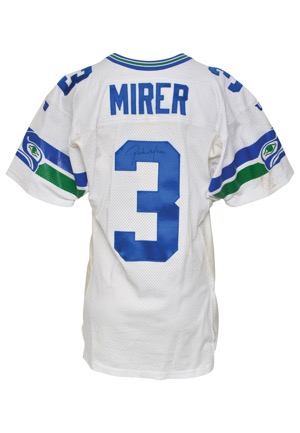 1994 Rick Mirer Seattle Seahawks Game-Used & Autographed Road Jersey (JSA)