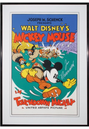Framed Mickey Mouse "Touchdown Mickey" Limited Edition Serigraph Autographed by Joe Namath (JSA)