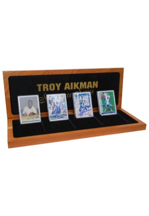 Troy Aikman Autographed Signature Series Porcelain 4-Card Set with Presentation Box (JSA)