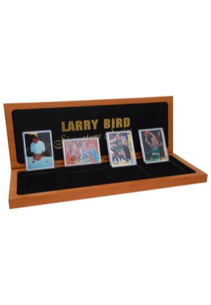 Larry Bird Autographed Signature Series Porcelain 4-Card Set with Presentation Box (JSA • UDA)