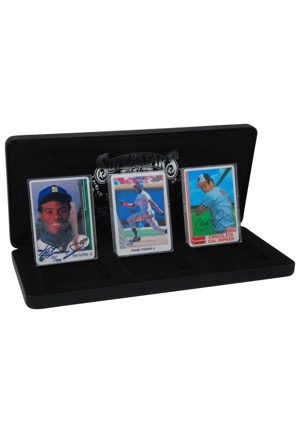 Griffey, Thomas, Ripken Autographed "Superstars of the 90s" & A-Rod, Jeter, Chipper Autographed "The Rising Stars" Signature Series Porcelain Card Sets with Presentation Boxes (2)(JSA)