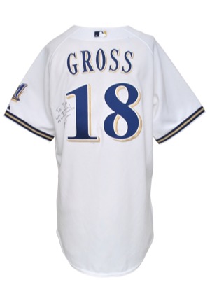 2006 Gabe Gross Milwaukee Brewers Game-Used & Autographed Home Jersey (JSA)