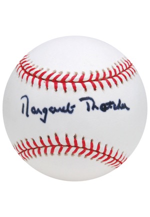 Margaret Thatcher Single-Signed Baseball (JSA)