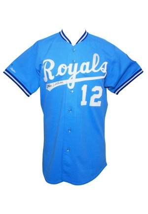 1988 John Wathan Kansas City Royals Managers Worn and Autographed Road Jersey & Late 1980s Willie Wilson Worn & Autographed Warm-Up Pullover (2)(JSA)