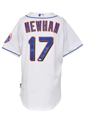 2007 David Newhan New York Mets Game-Used & Autographed Home Jersey (JSA • Steiner • MLB Hologram)
