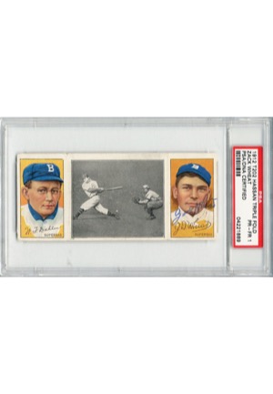 Encapsulated 1912 Hassan Triple Folder T202 William Dahlen & Zack Wheat "Wheat Strikes Out" Autographed by Zack Wheat (JSA • PSA/DNA)