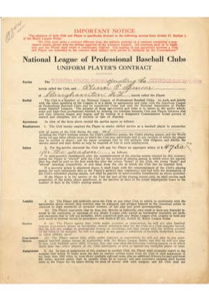 1931 Uniform Players Contract Executed By Barney Dreyfuss (JSA • Pittsburgh Baseball Club - Spencer)