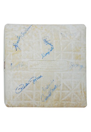1975 Cincinnati Reds Game-Used Base Reunion Signed by "The Big Red Machine" (JSA)