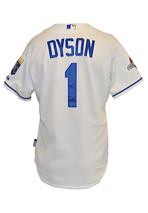 2015 Jarrod Dyson Kansas City Royals MLB Playoffs Bench-Worn Home Jersey (MLB Hologram • ALCS Games 1, 2 & 6 • Championship Season • Unwashed)