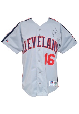 1992 Larry Brown Cleveland Indians Coaches-Worn & Twice-Autographed Road Uniform (2)(JSA)