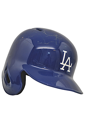 2015 Joc Pederson Los Angeles Dodgers Multi-Home Run Game-Used Home Batting Helmet (MLB Hologram • Photo-Matched to 2 HRs)